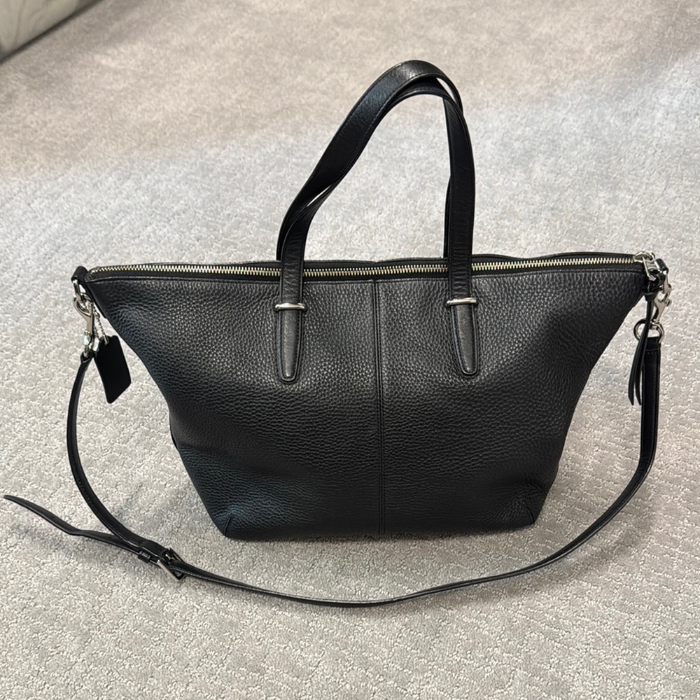 Coach Black Leather Tote Bag